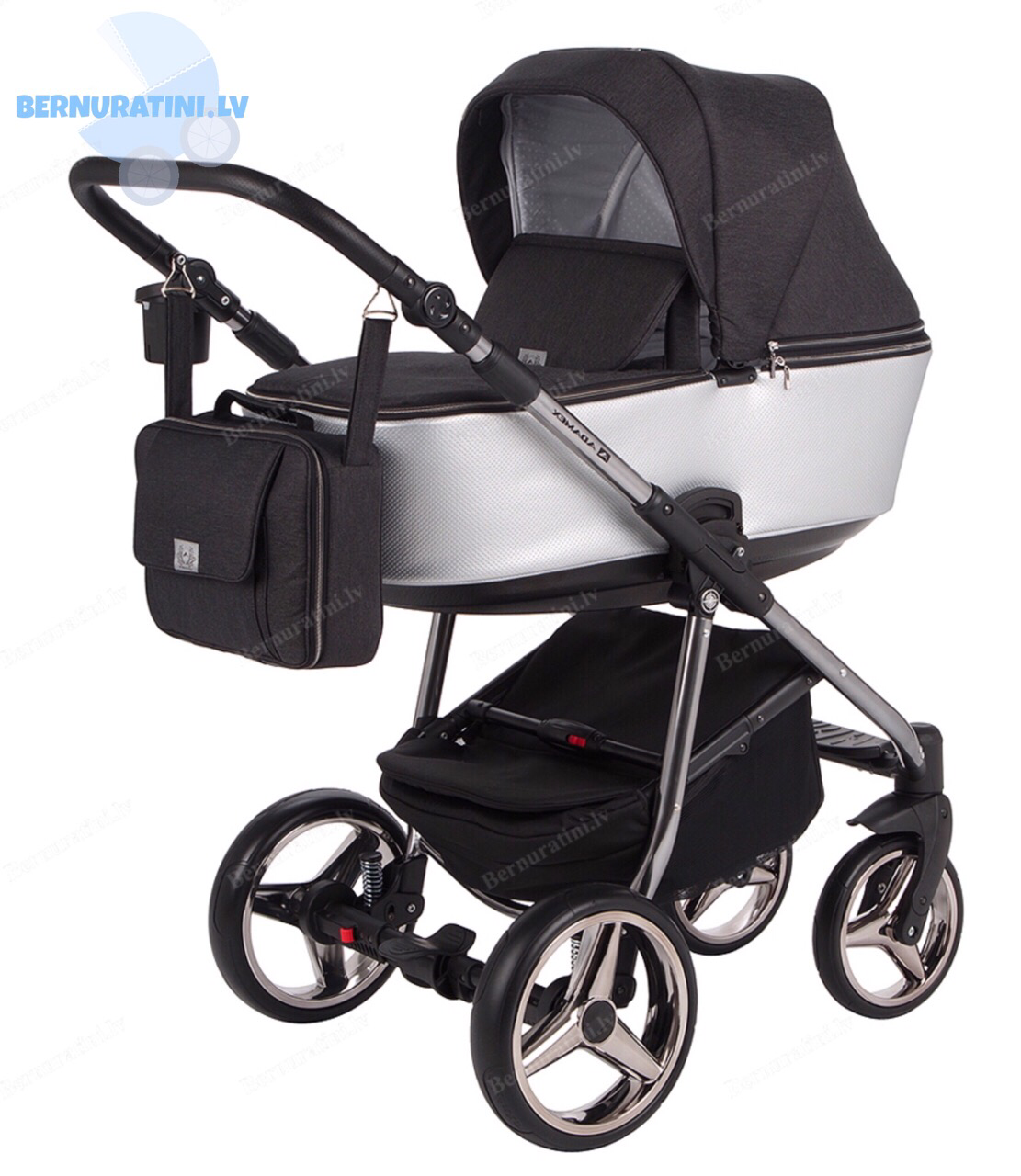 Adamex Reggio Special edition Y-818 (melna pelēka - sudraba rāma) Bērnu ratiņi