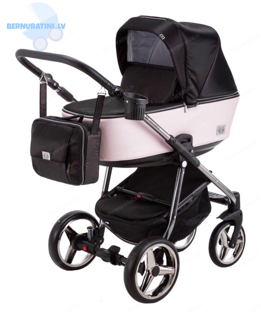 Adamex Reggio Special edition Y-839 (melna/roza - sudraba rāma) Bērnu ratiņi